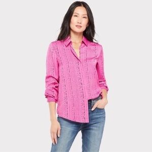 David Lerner x Evereve Button Down Satin Blouse M